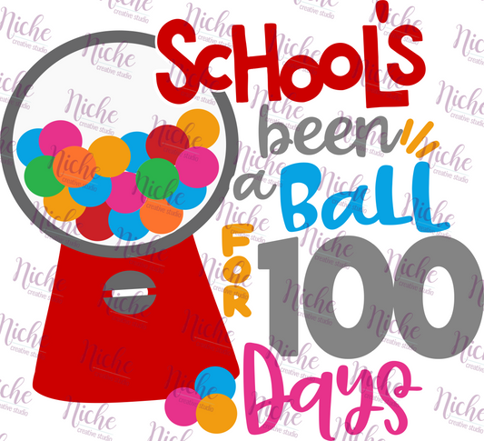 -1034 100 Days Schools Been a Ball Decal
