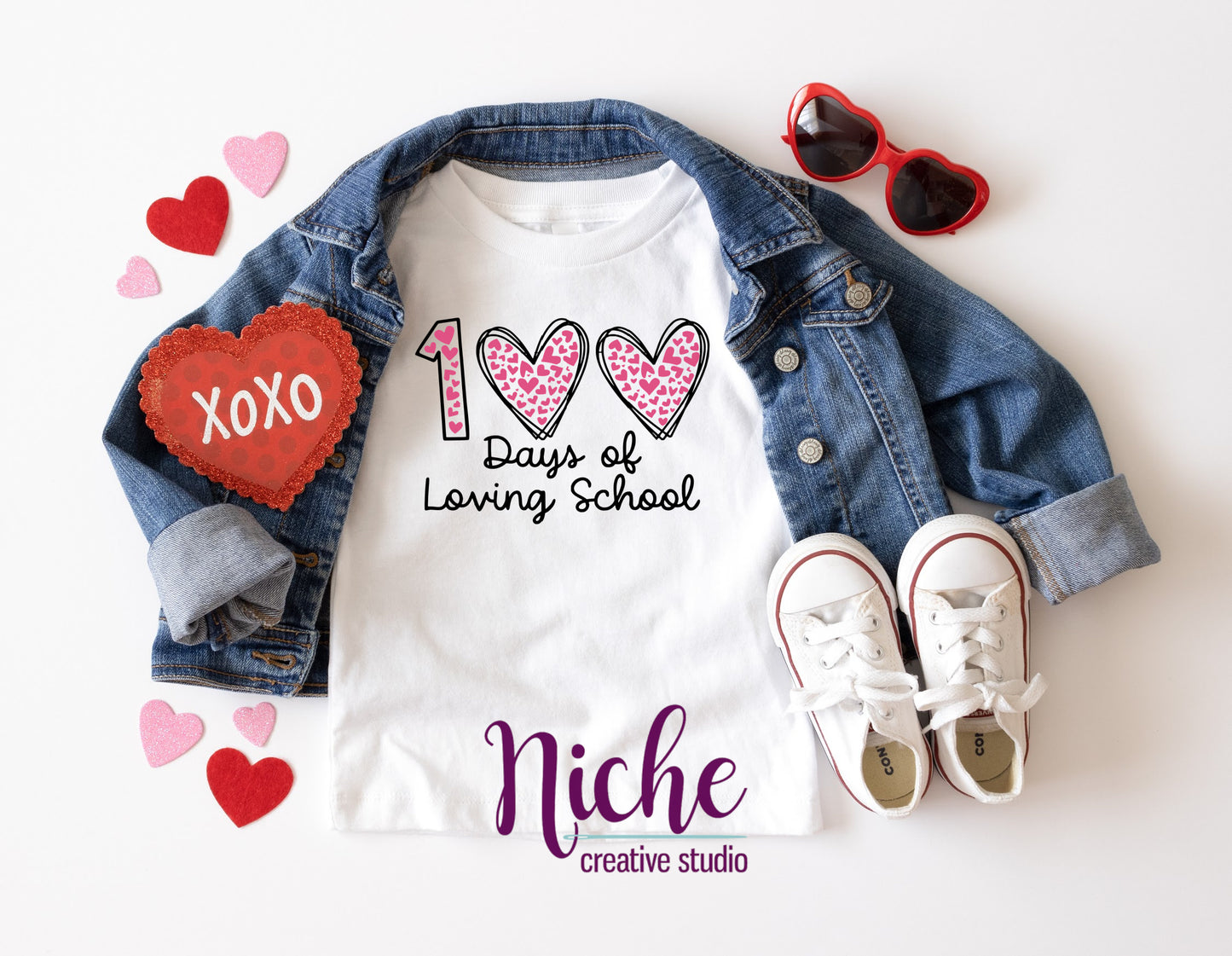 -1038 100 Days of School Hearts Decal