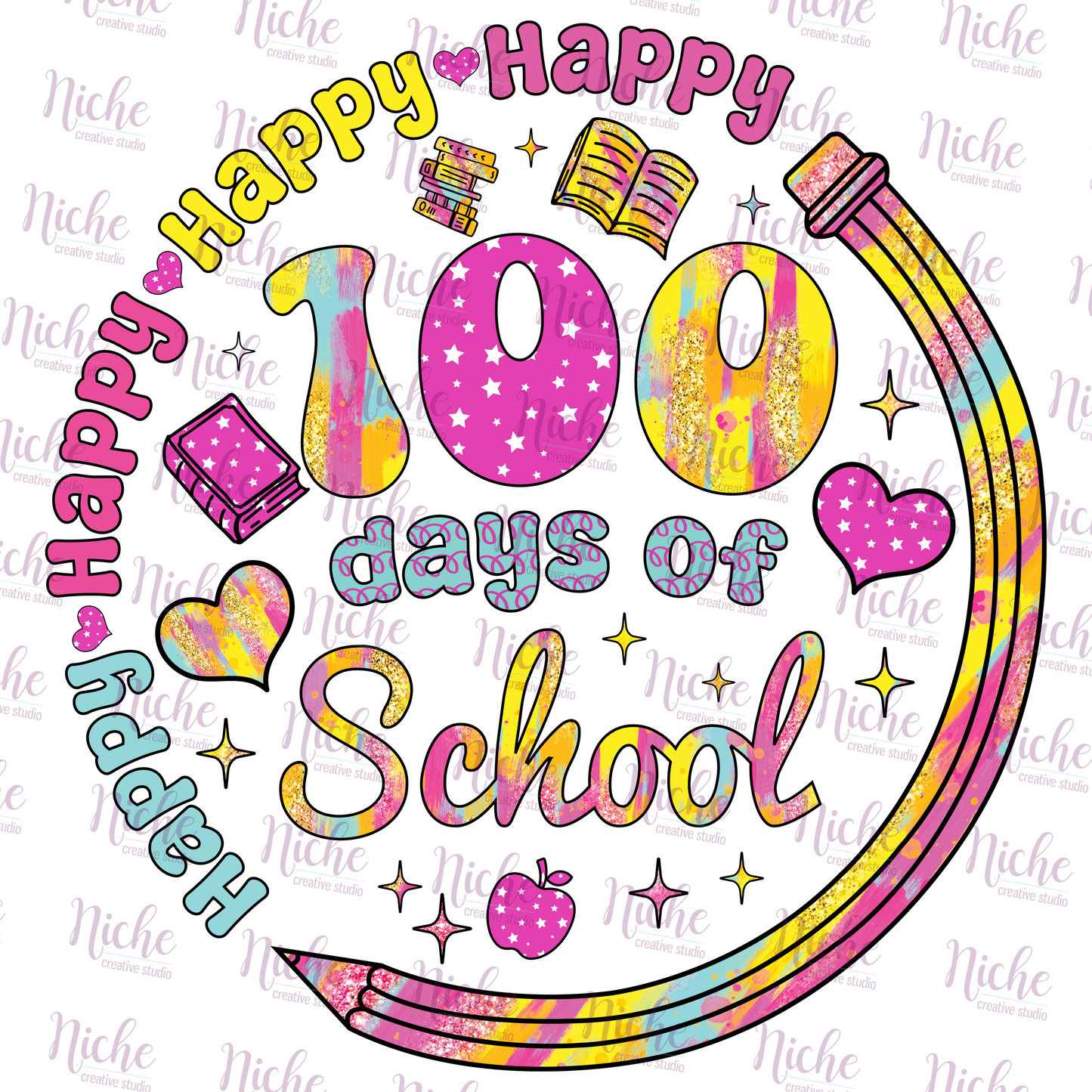 -1095 Happy Happy 100 Days of School Decal