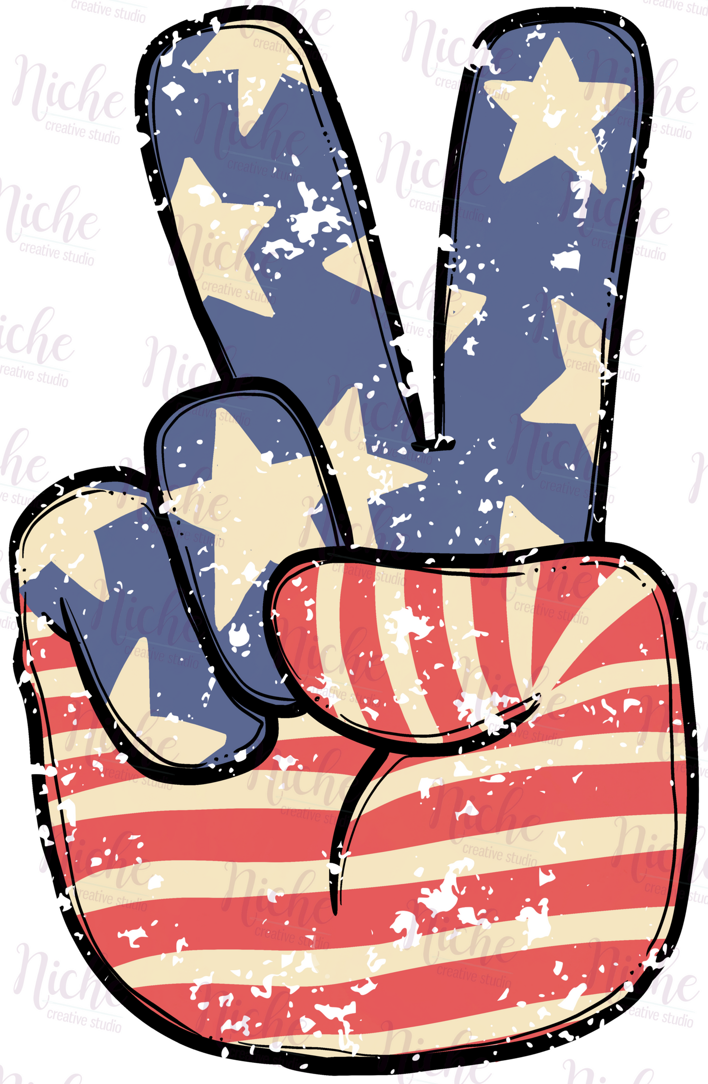 -4th001 Retro Peace Hand Decal