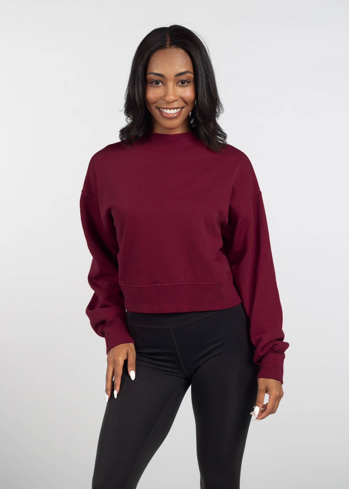 Mock-Neck CROP Haley Sweatshirt