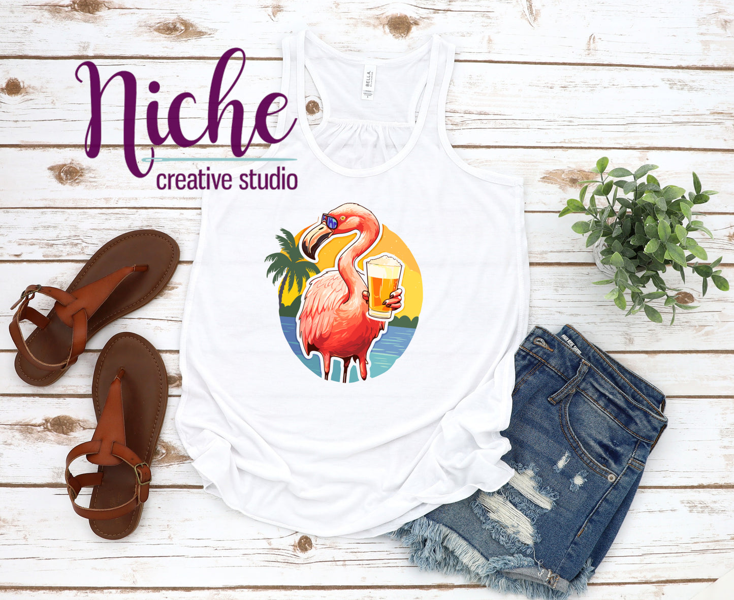 -ANI1475 Drinking Flamingo Decal