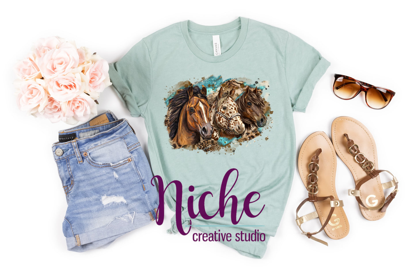 -ANI539 Western Horses Decal