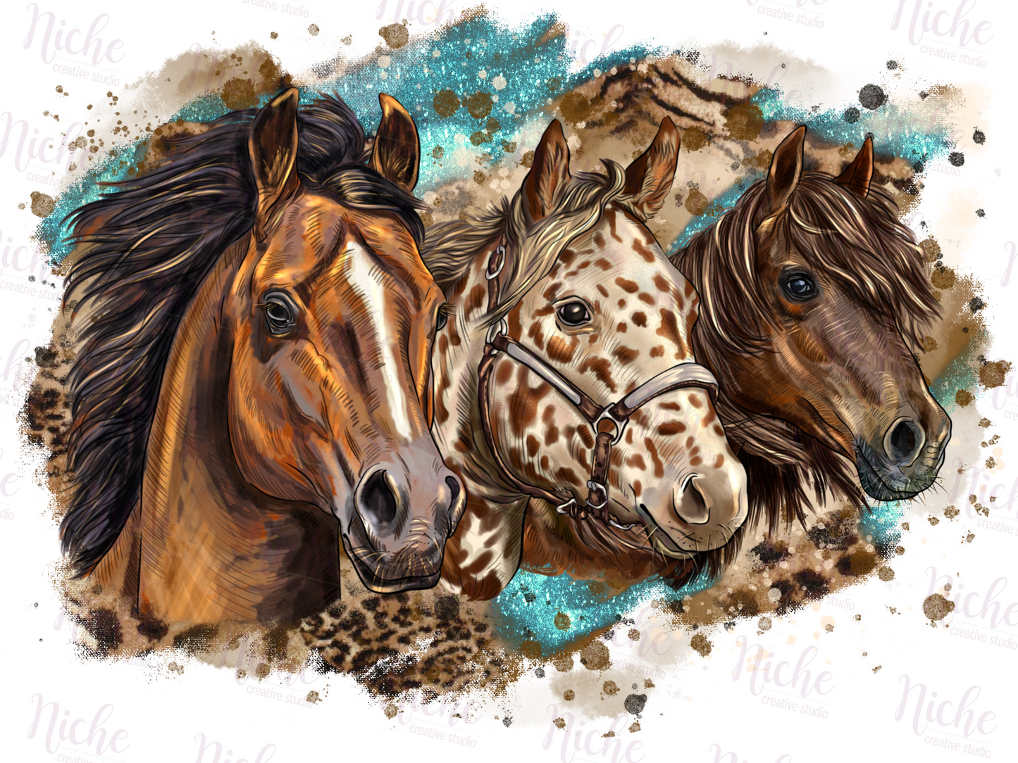 -ANI539 Western Horses Decal