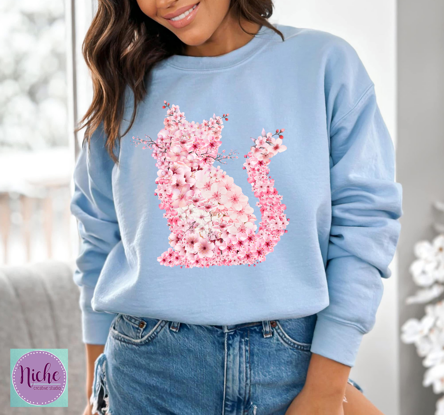 -ANI8241 Cat Blossom Decal
