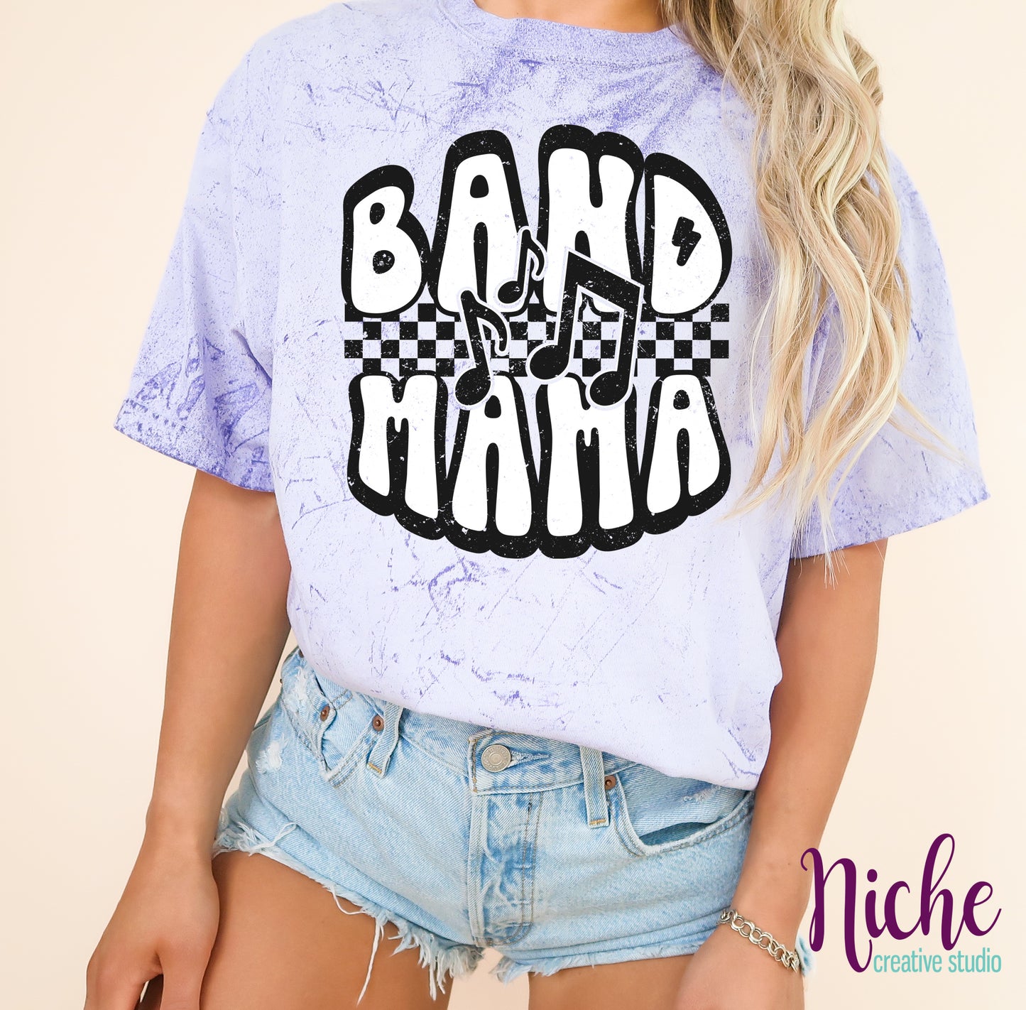 -BAN8278 Retro Checkered Band Mama Decal