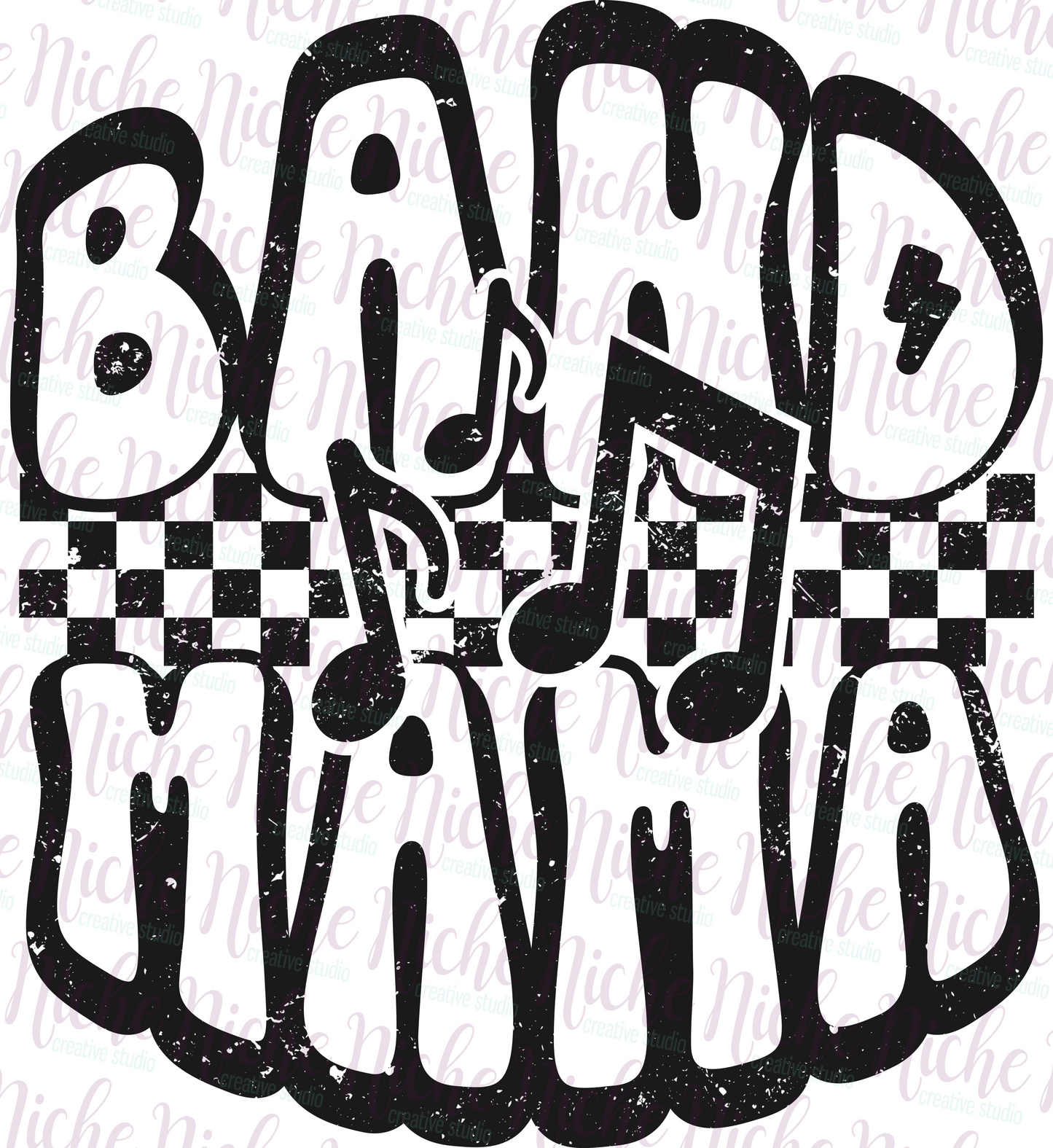 -BAN8278 Retro Checkered Band Mama Decal