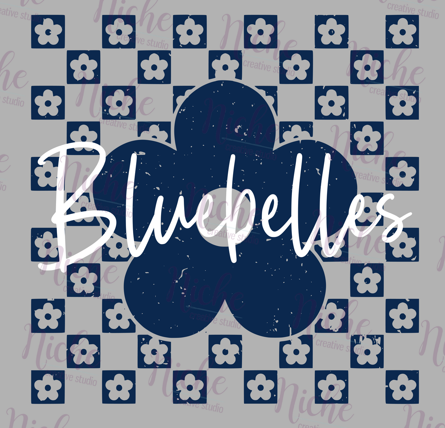 -BAR3314 Bluebells Checkered Flowers Decal