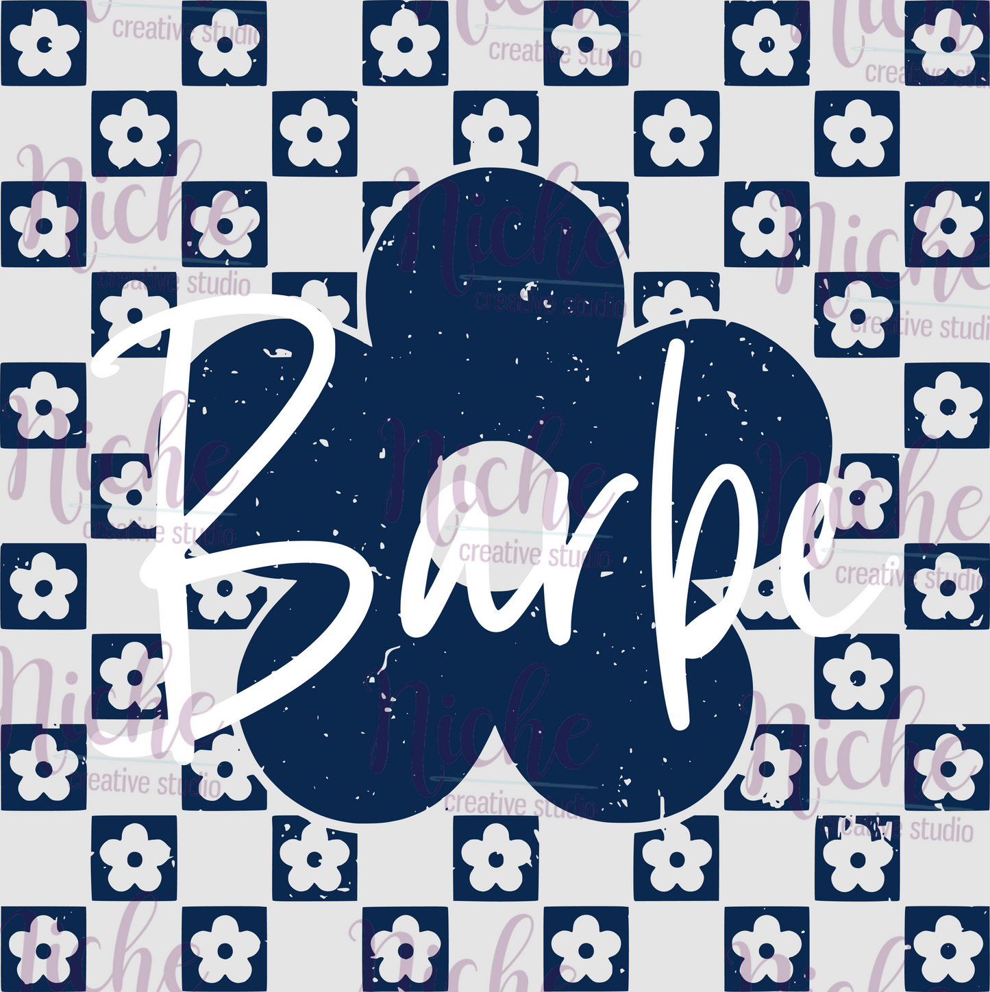 -BAR3328 Barbe Checkered Flowers Decal