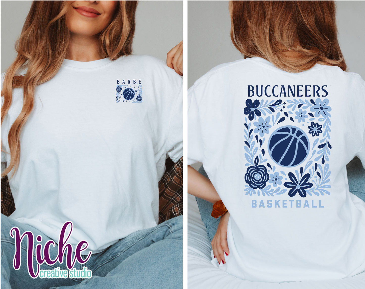 -BAR3419 **Combo** Floral Buccaneers Basketball Decal