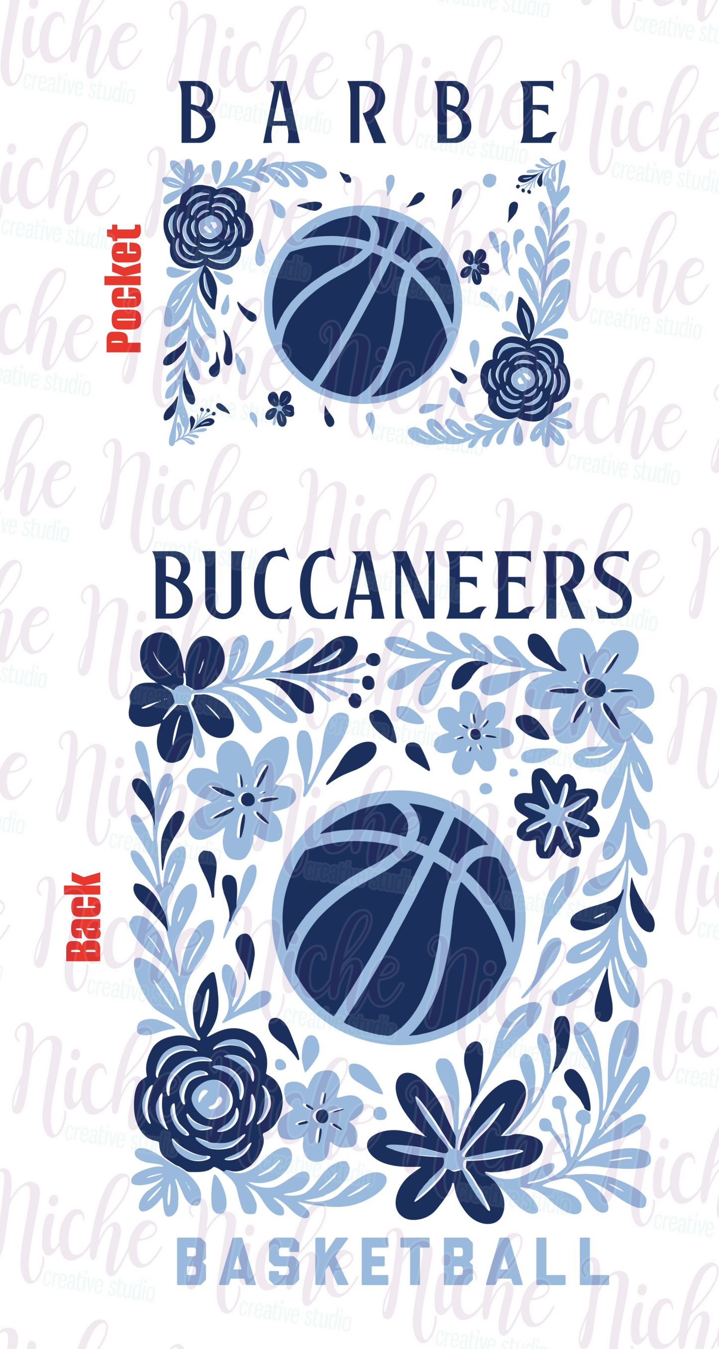 -BAR3419 **Combo** Floral Buccaneers Basketball Decal