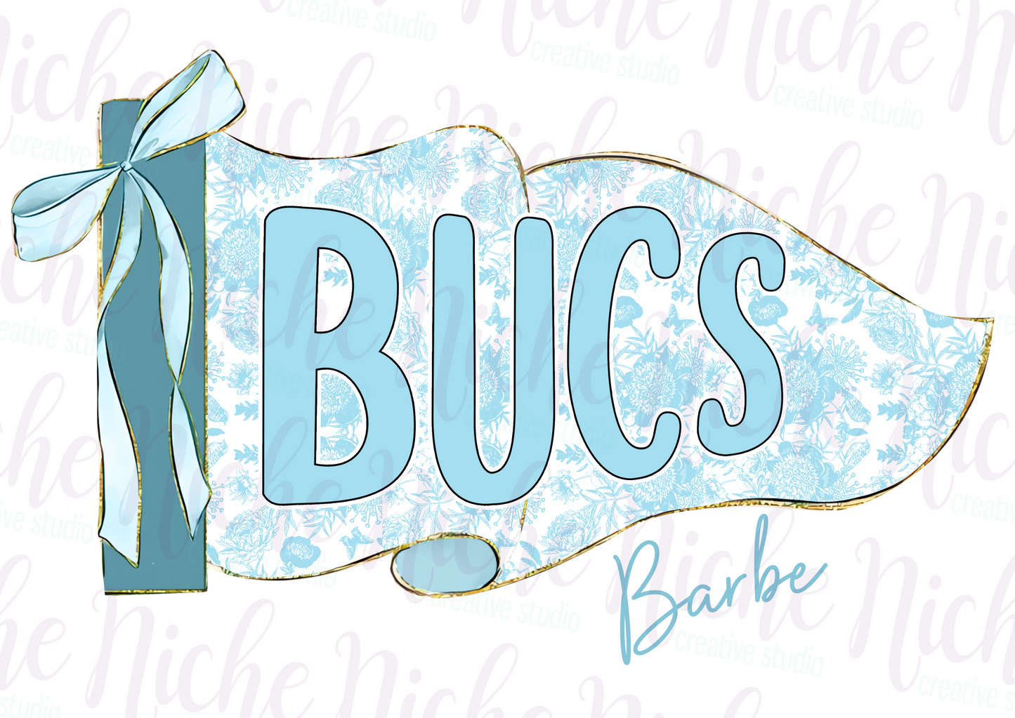 -BAR8265 Light Blue Bucs Barbe Pennant Decal