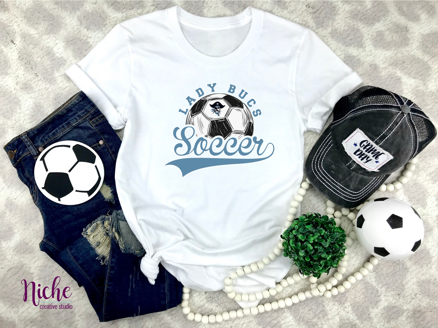 -BAR937 Lady Bucs Soccer Decal
