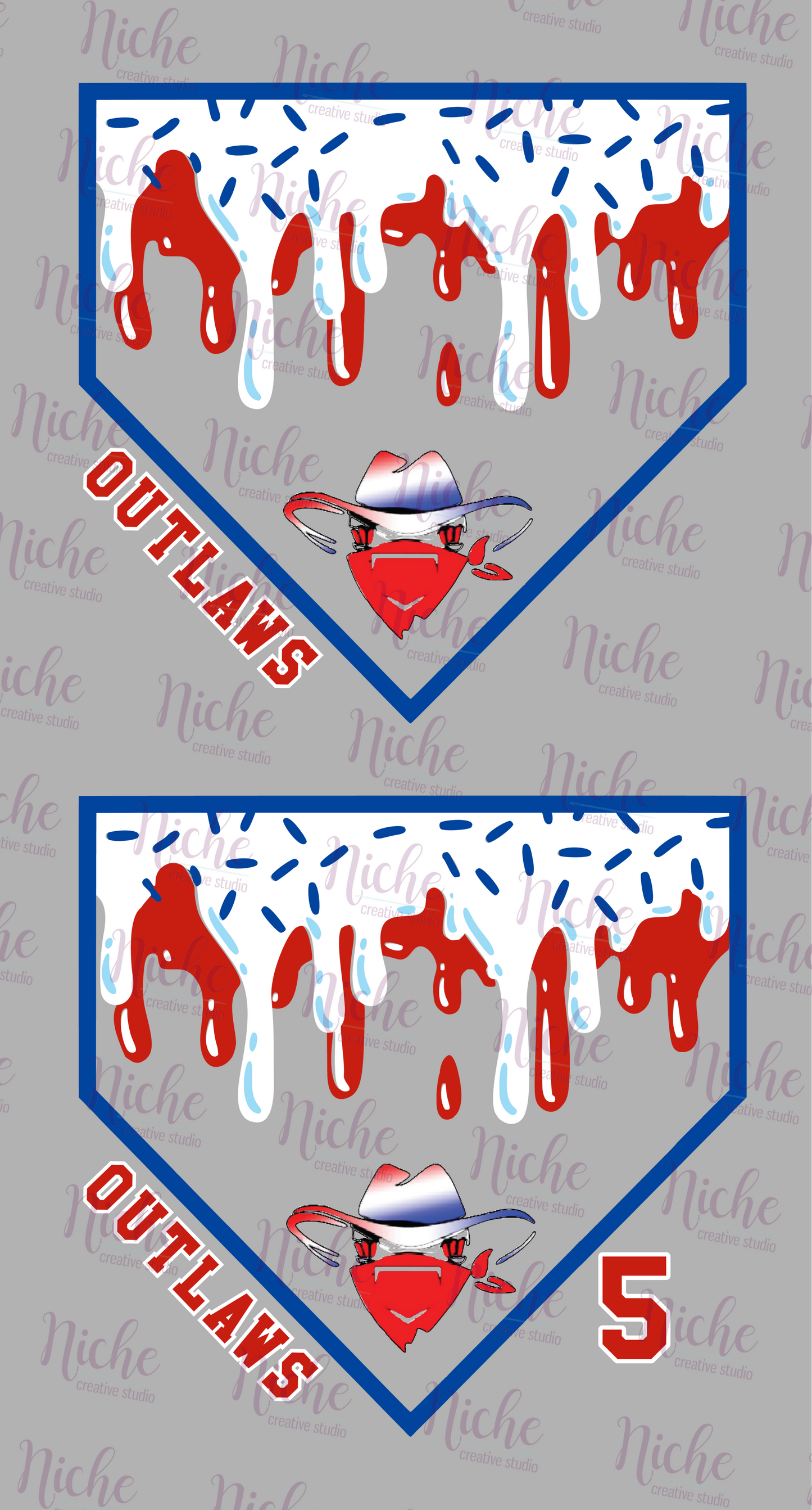 -BAS3096 Outlaws Baseball Drip Decal