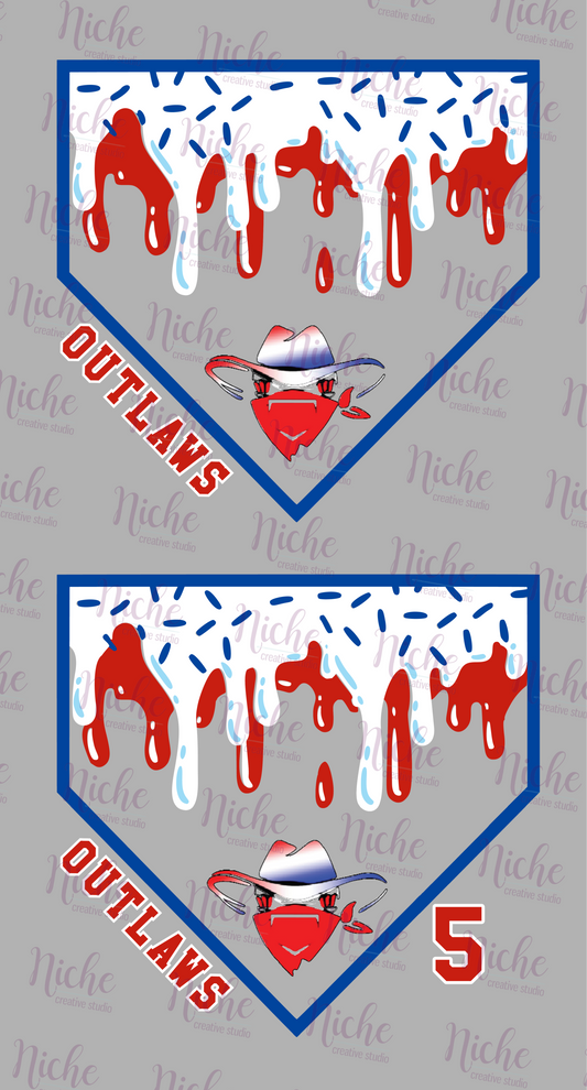 -BAS3096 Outlaws Baseball Drip Decal