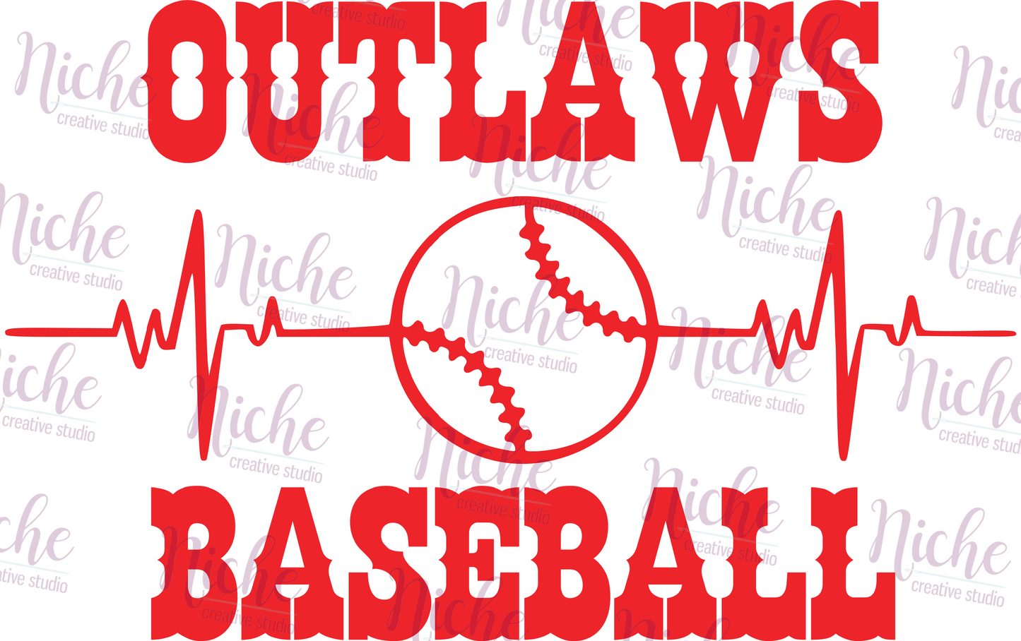-BAS3176 Outlaws Baseball Heartbeat Decal