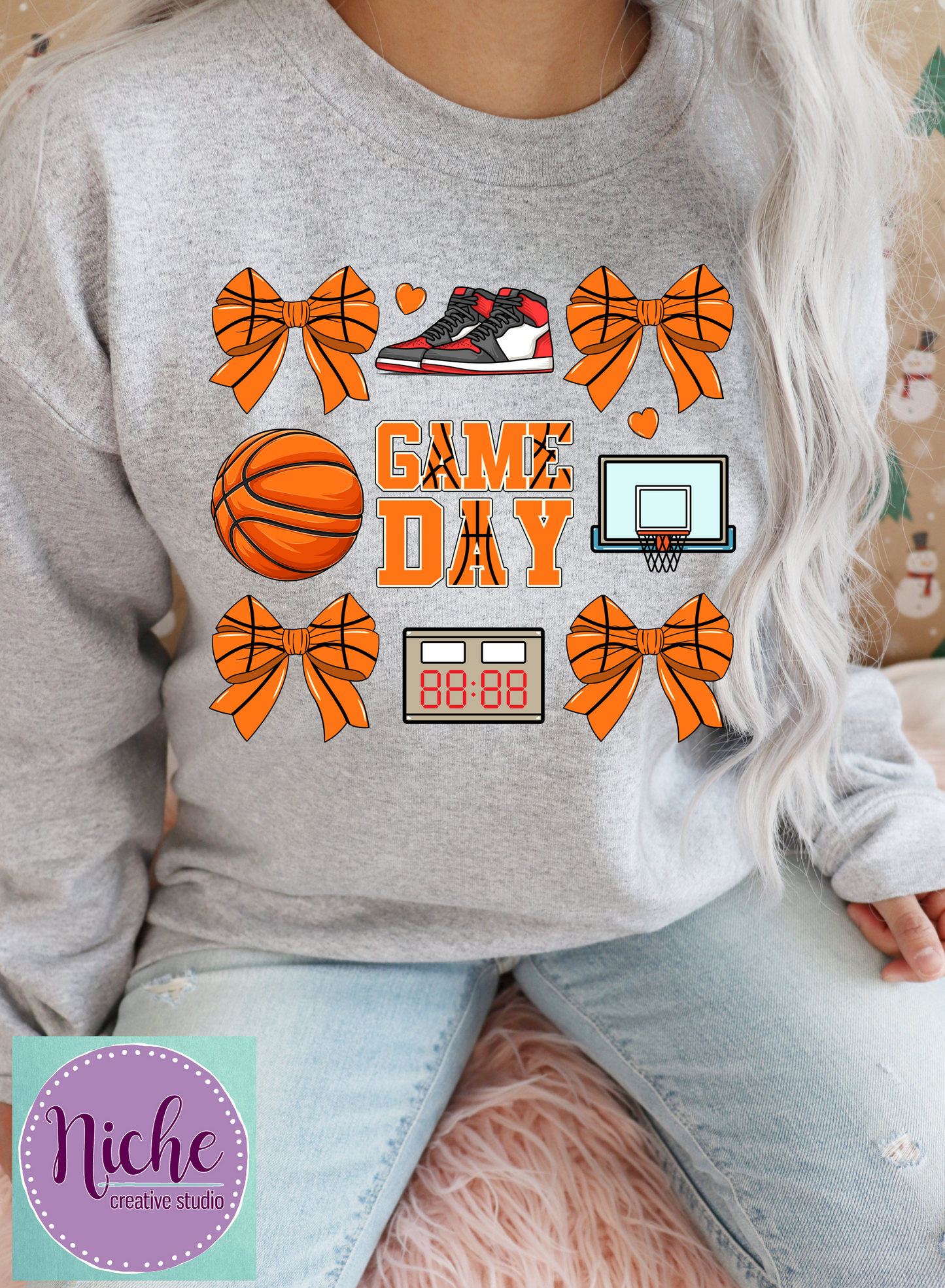 -BAS5475 Game Day Basketball Coquette Decal