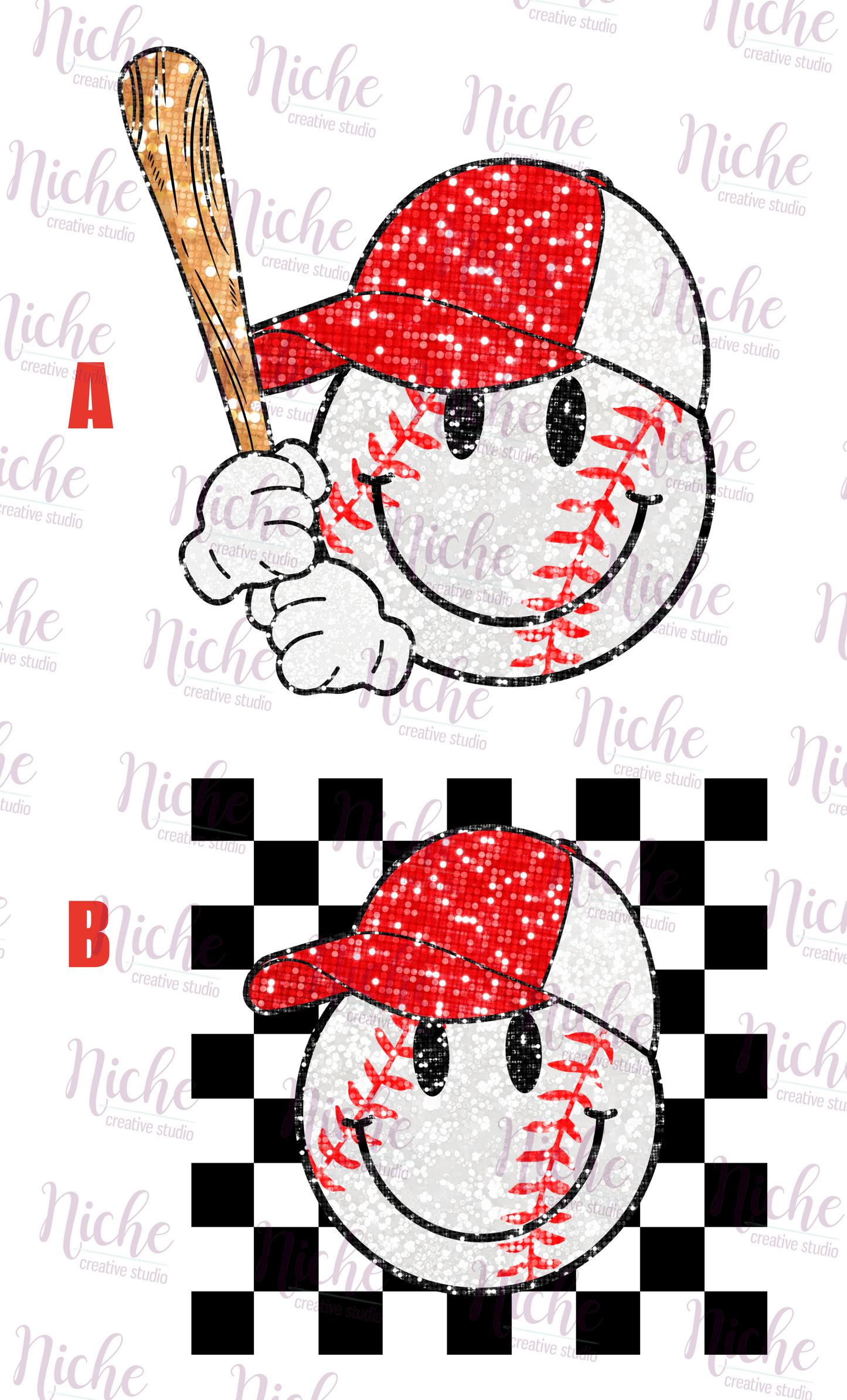 -BAS6001 Faux Sequin Baseball Decal