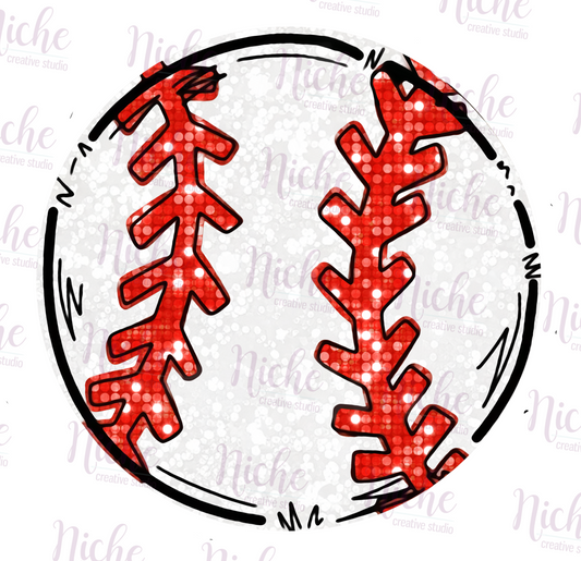 -BAS6007 Baseball Faux Glitter Decal