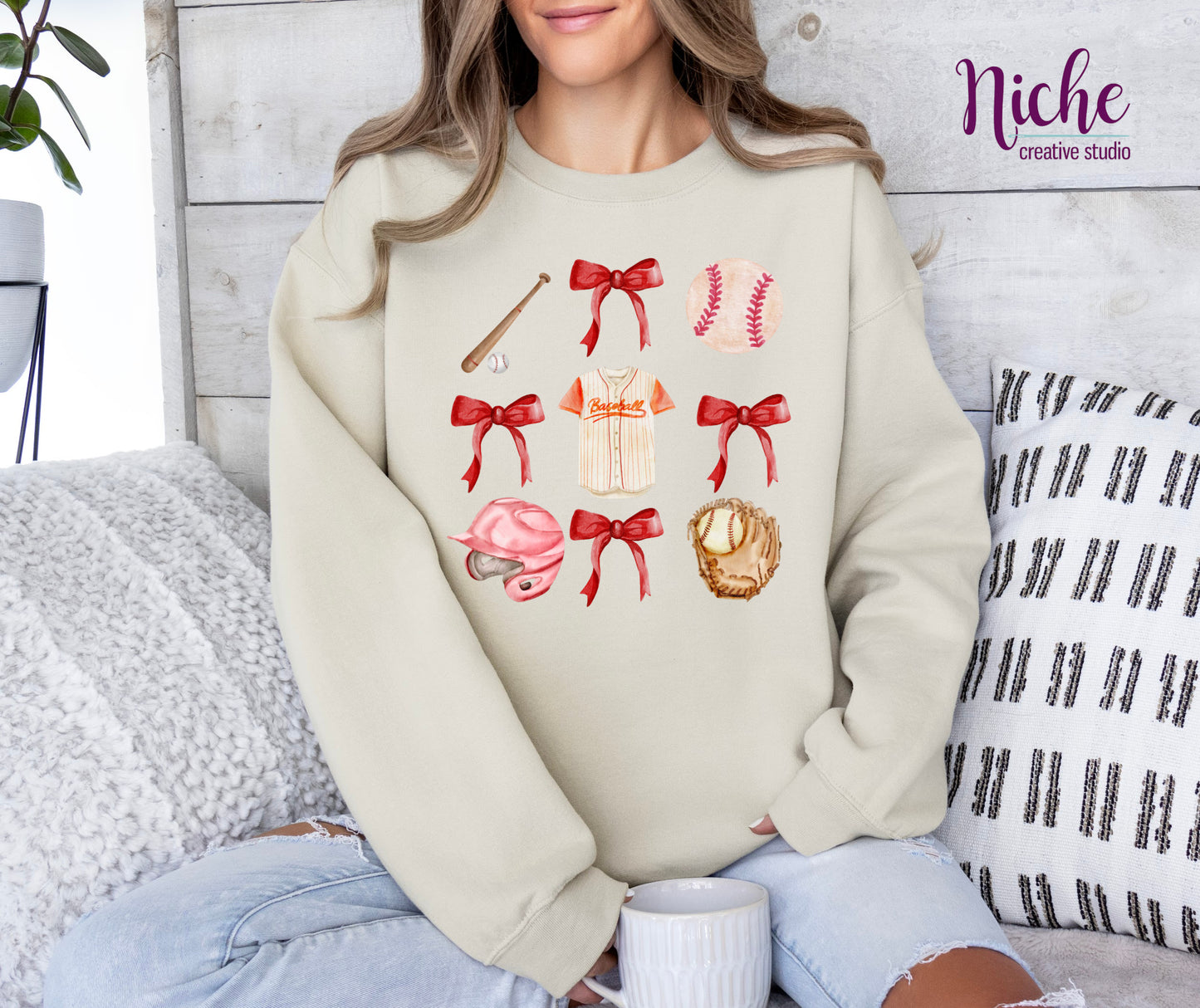 -BAS6009 Baseball Coquette Bow Decal