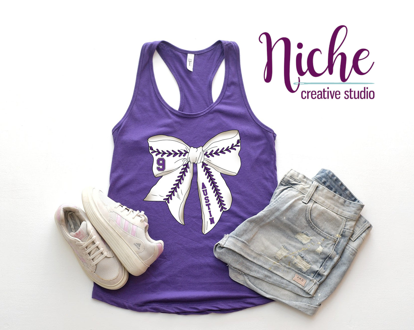 -BAS8200 Customizable Baseball Bow Decal