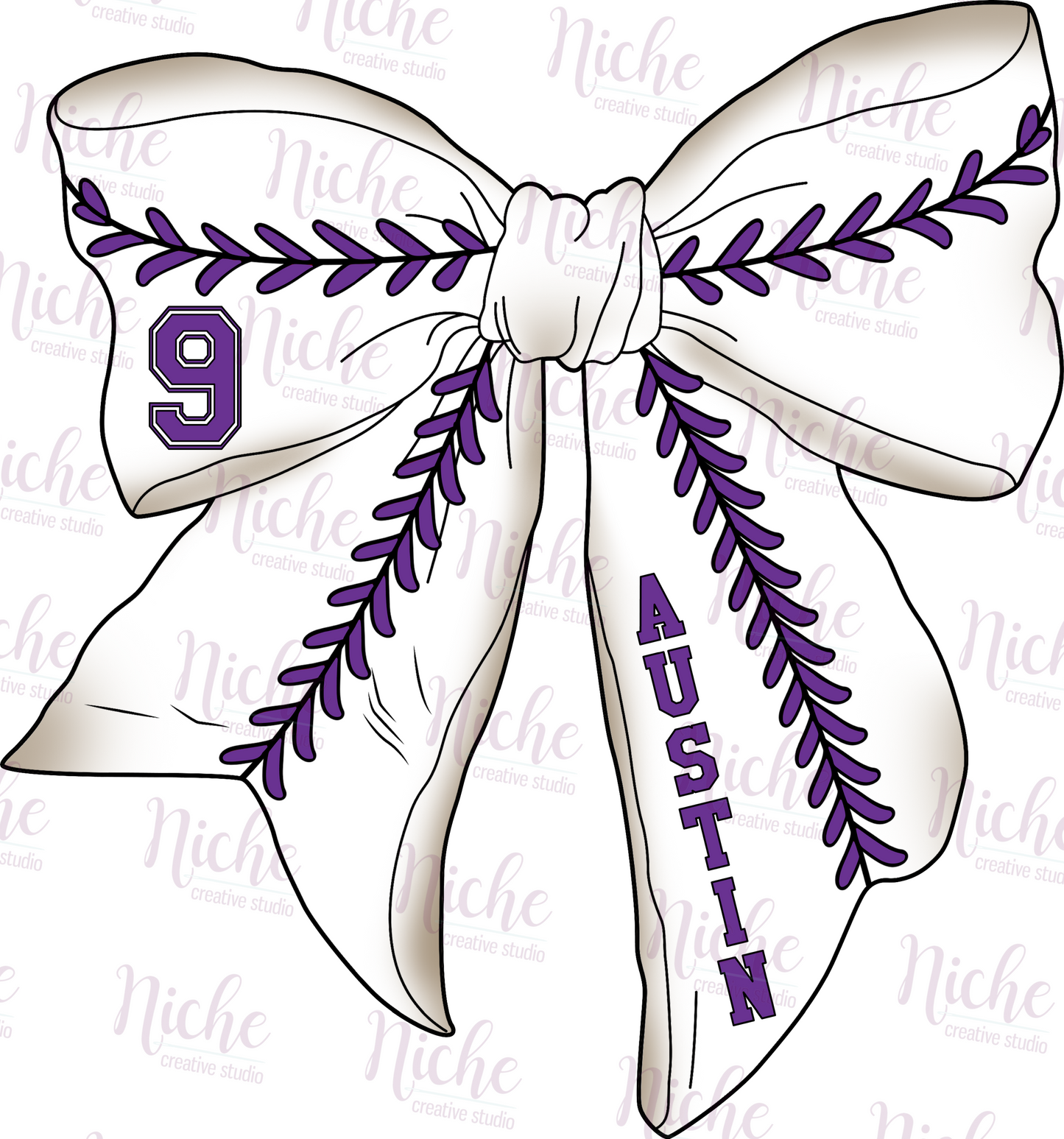 -BAS8200 Customizable Baseball Bow Decal