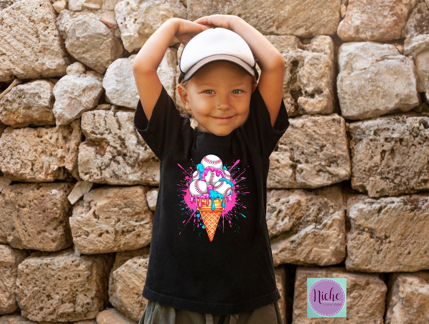 -BAS8263 Baseball Ice Cream Drip Decal