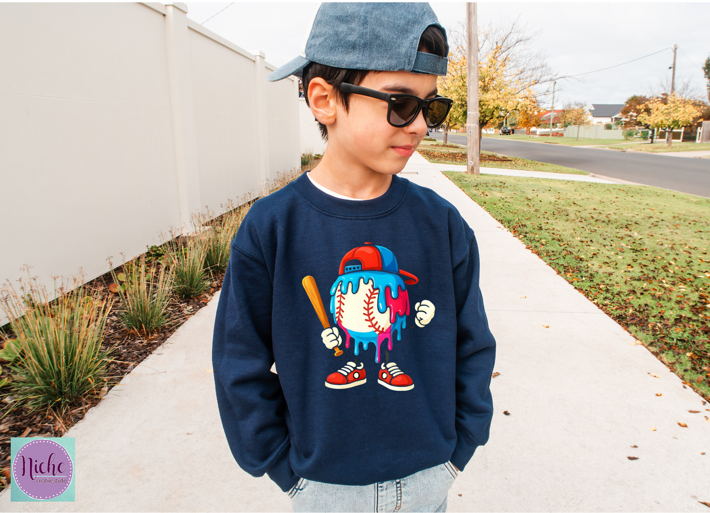 -BAS8263 Baseball Ice Cream Drip Decal