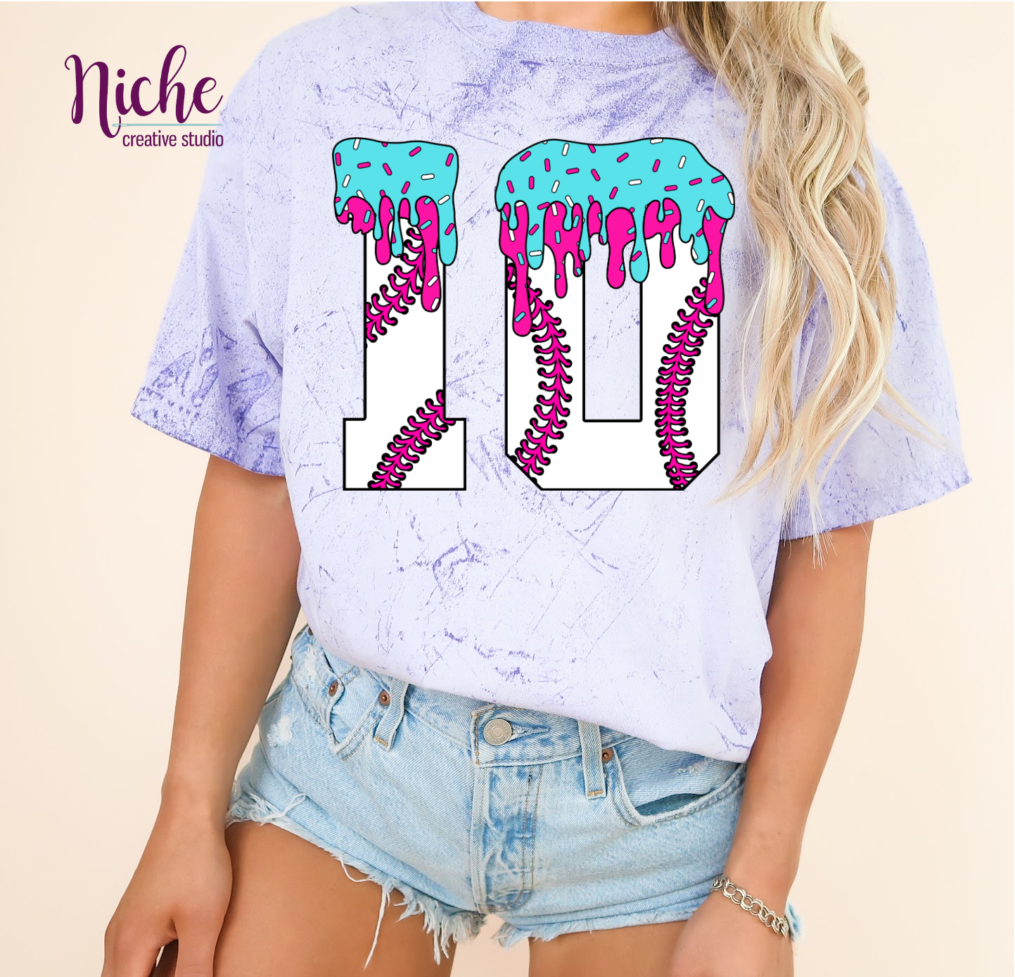 -BAS8272 Baseball Drip White Numbers Decal