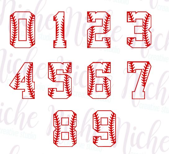 -BAS8606 Baseball Numbers Red and White Decal
