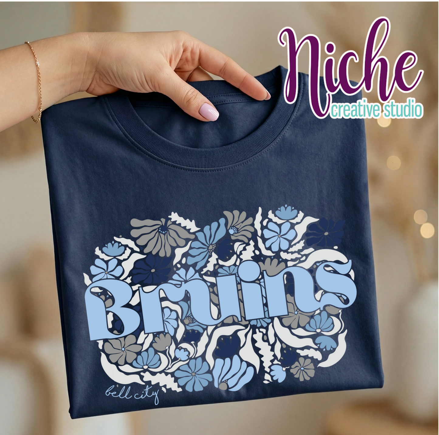 -BEL8485 Bruins Groovy Floral Decal