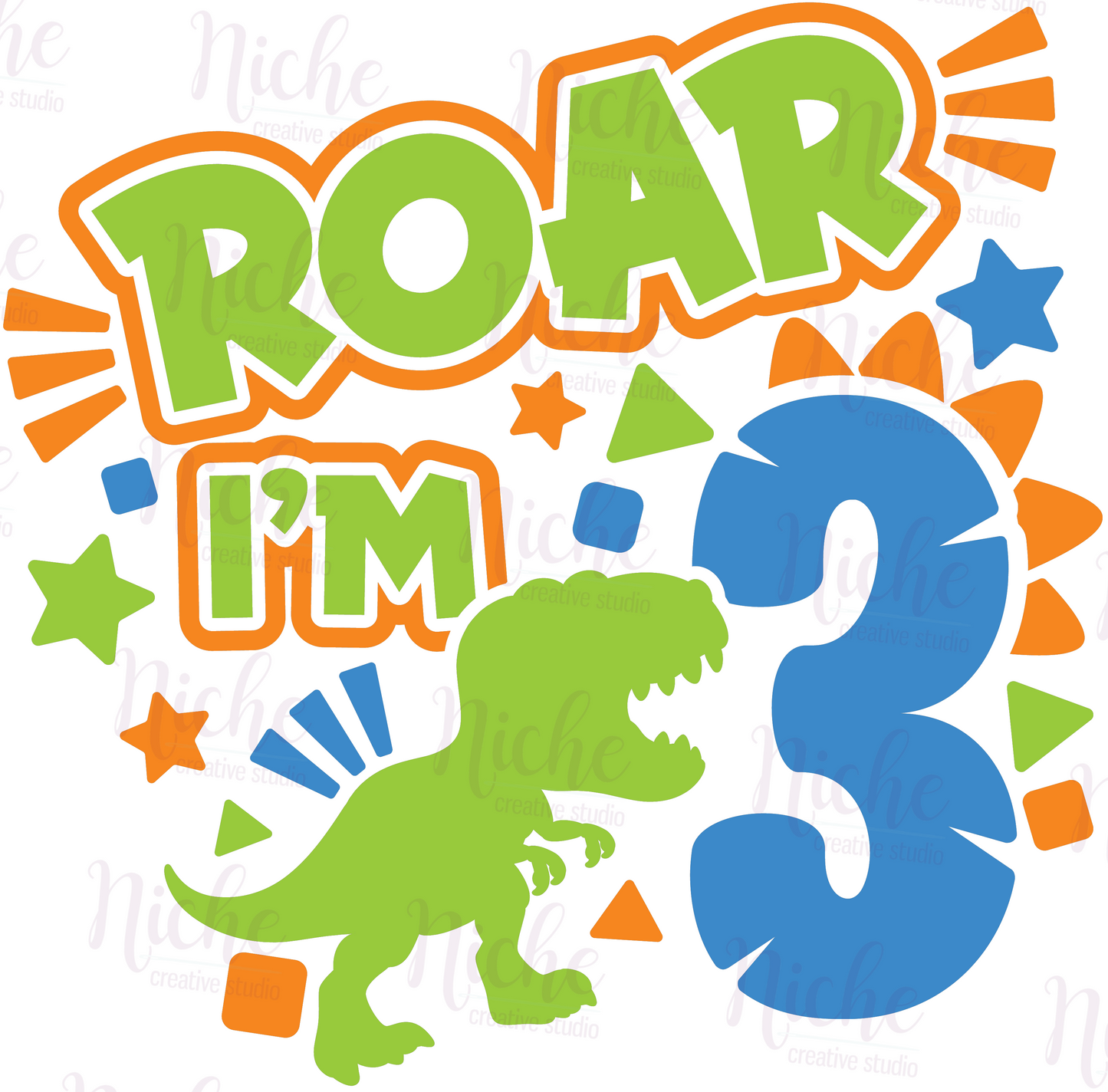 -BIR396 Roar I'm 3 Decal