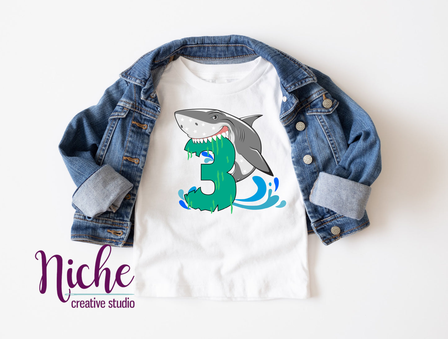 -BIR532 Shark Birthday 3 Decal