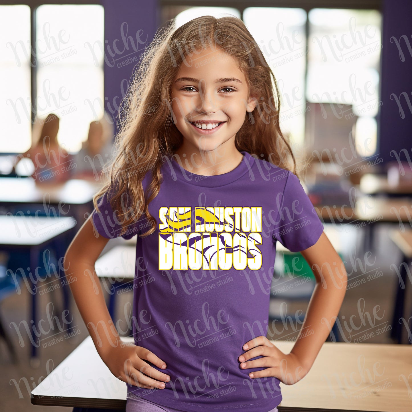 -BRO1936 Sam Houston Broncos knock out Decal