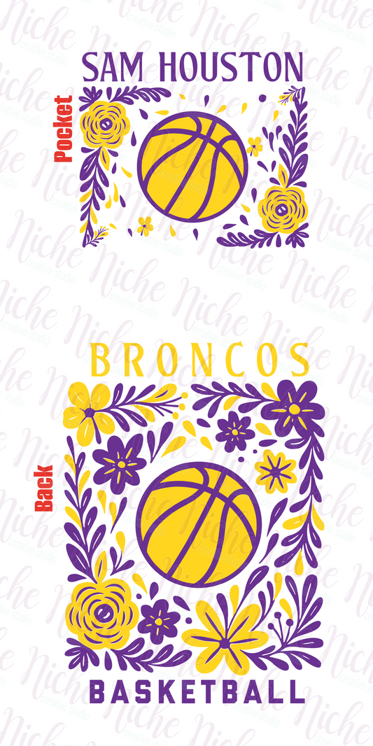 -BRO3017 **Combo** Floral Broncos Basketball Decal