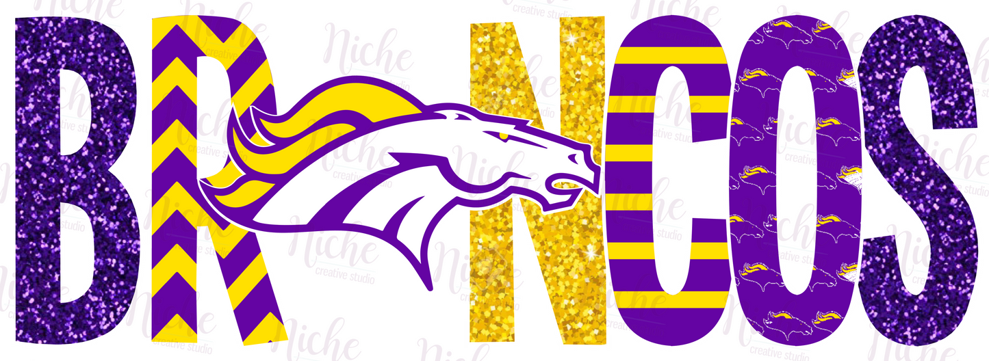 -BRO3092 Broncos Glitter Lettering Decal