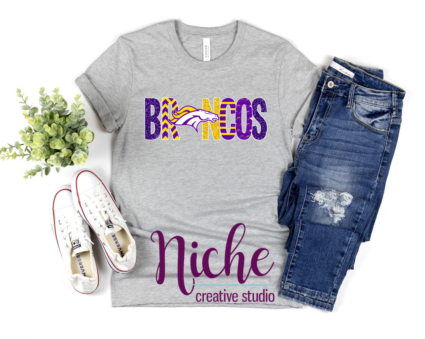 -BRO3092 Broncos Glitter Lettering Decal