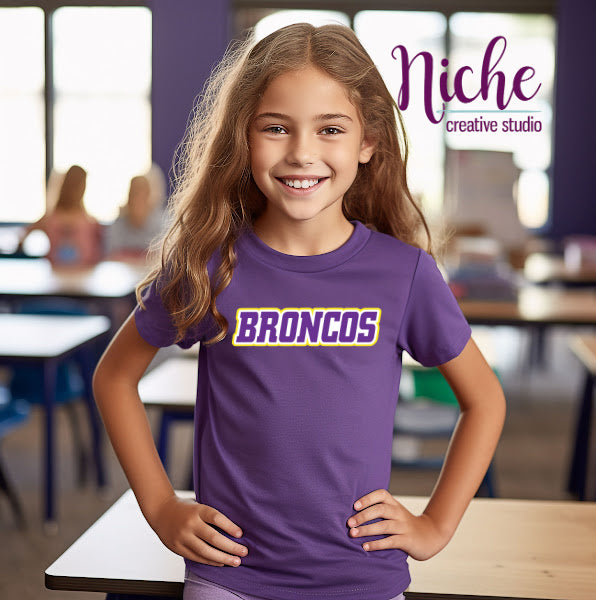 -BRO3109 Broncos Retro Lettering Decal