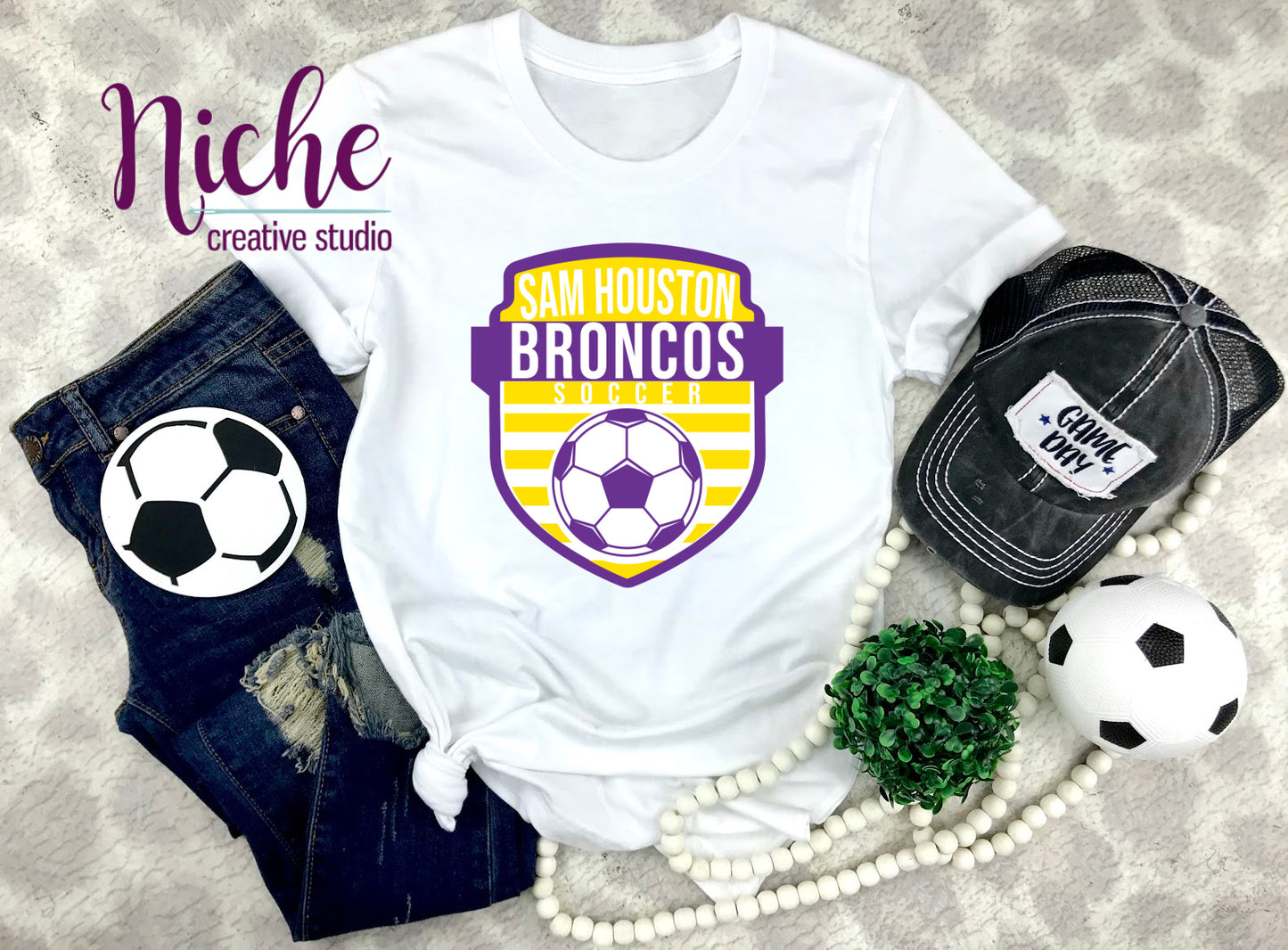 -BRO3112 Sam Houston Broncos Badge Soccer Decal