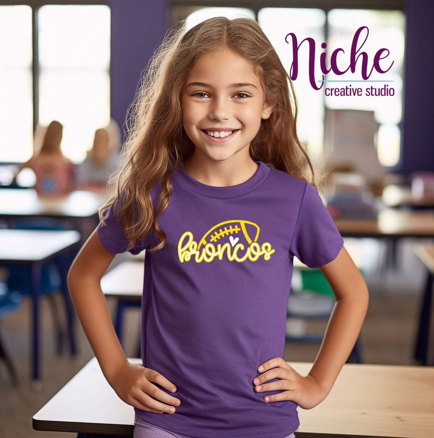 -BRO3116 Broncos Football Script Decal