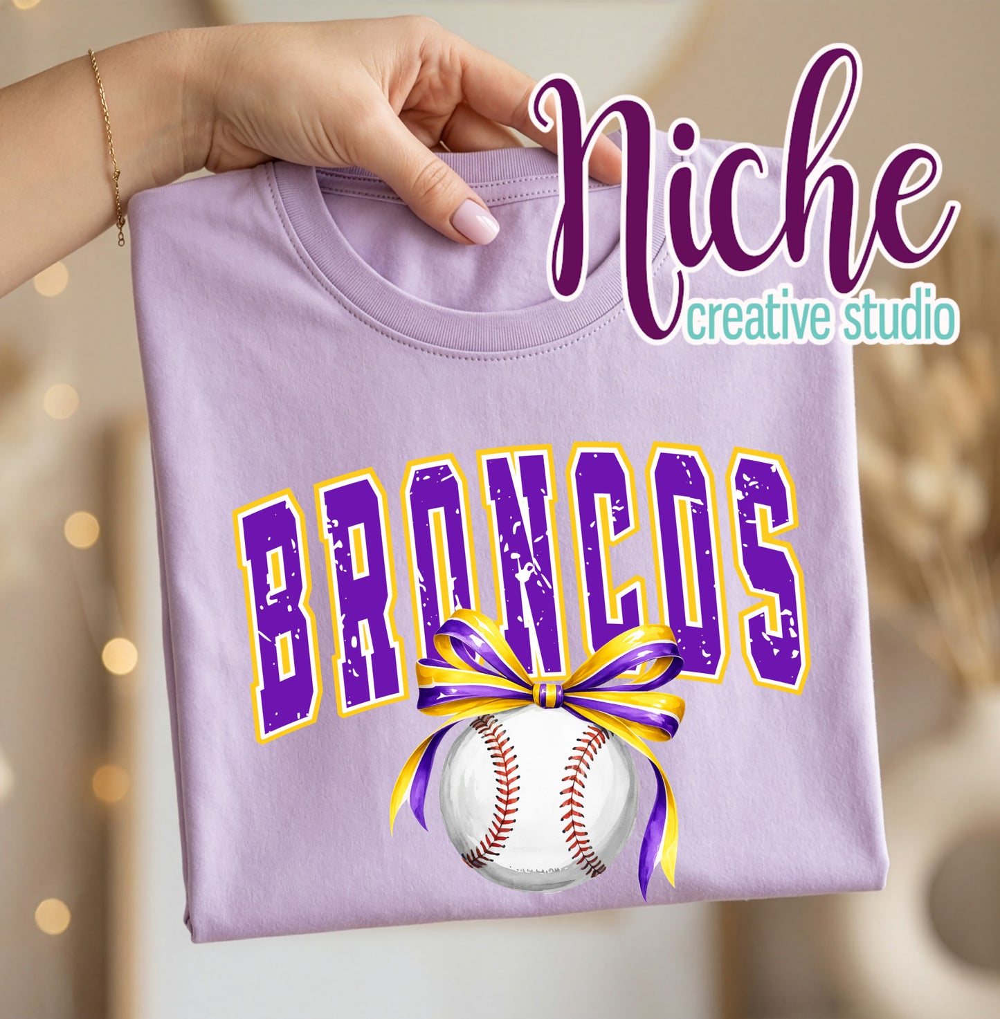 -BRO4396 Broncos Baseball Bow Decal