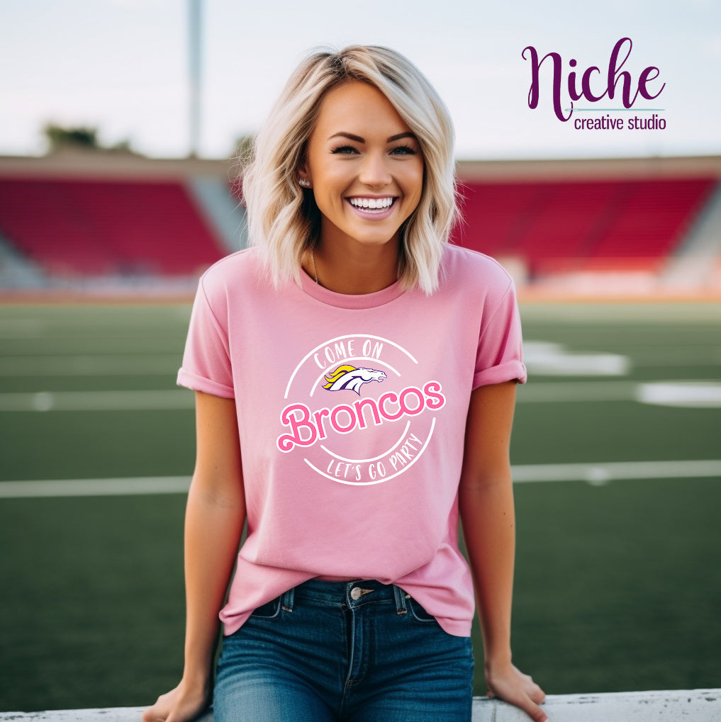 -BRO791 Come on Broncos Let's Go Party Decal