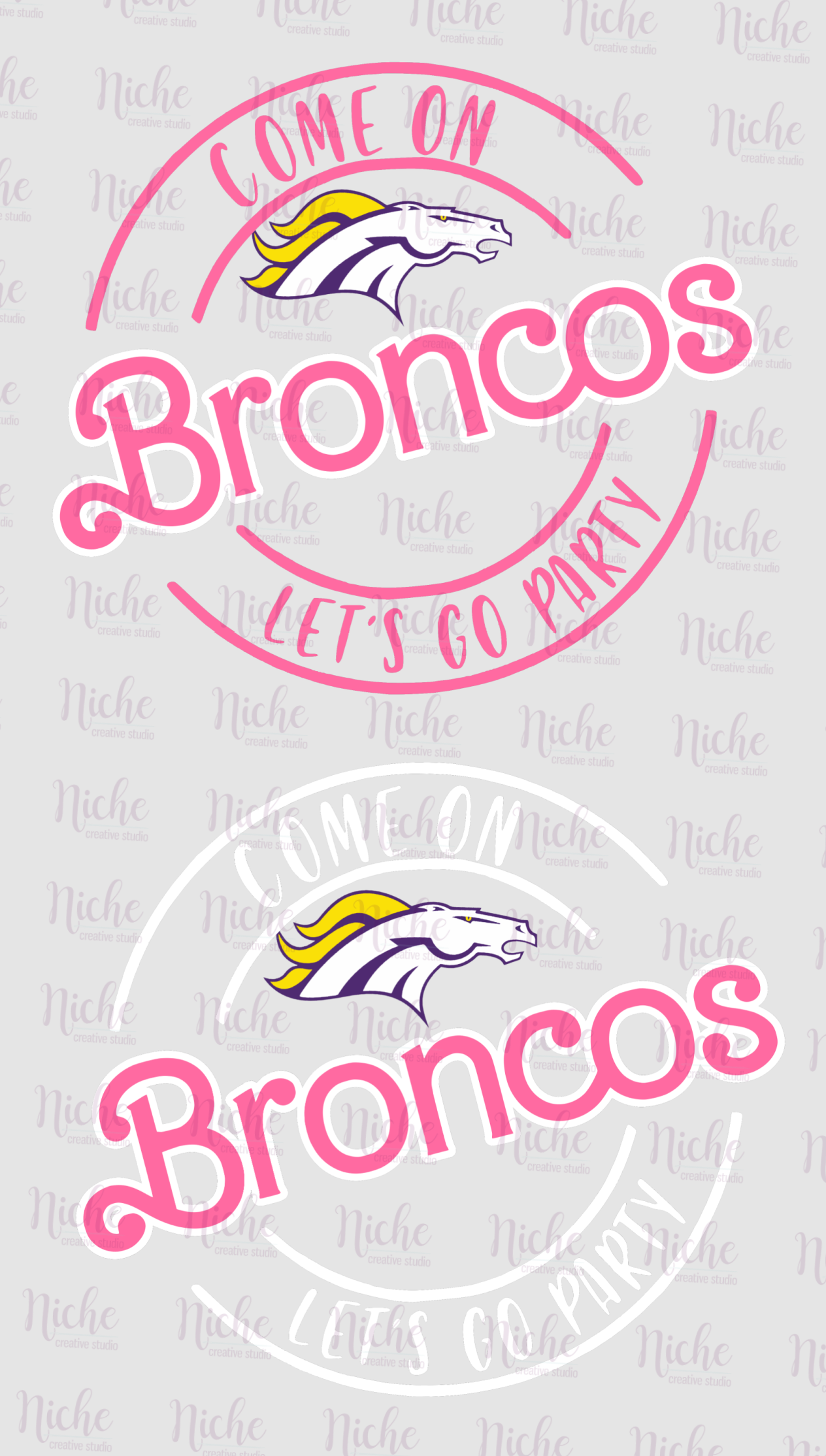 -BRO791 Come on Broncos Let's Go Party Decal