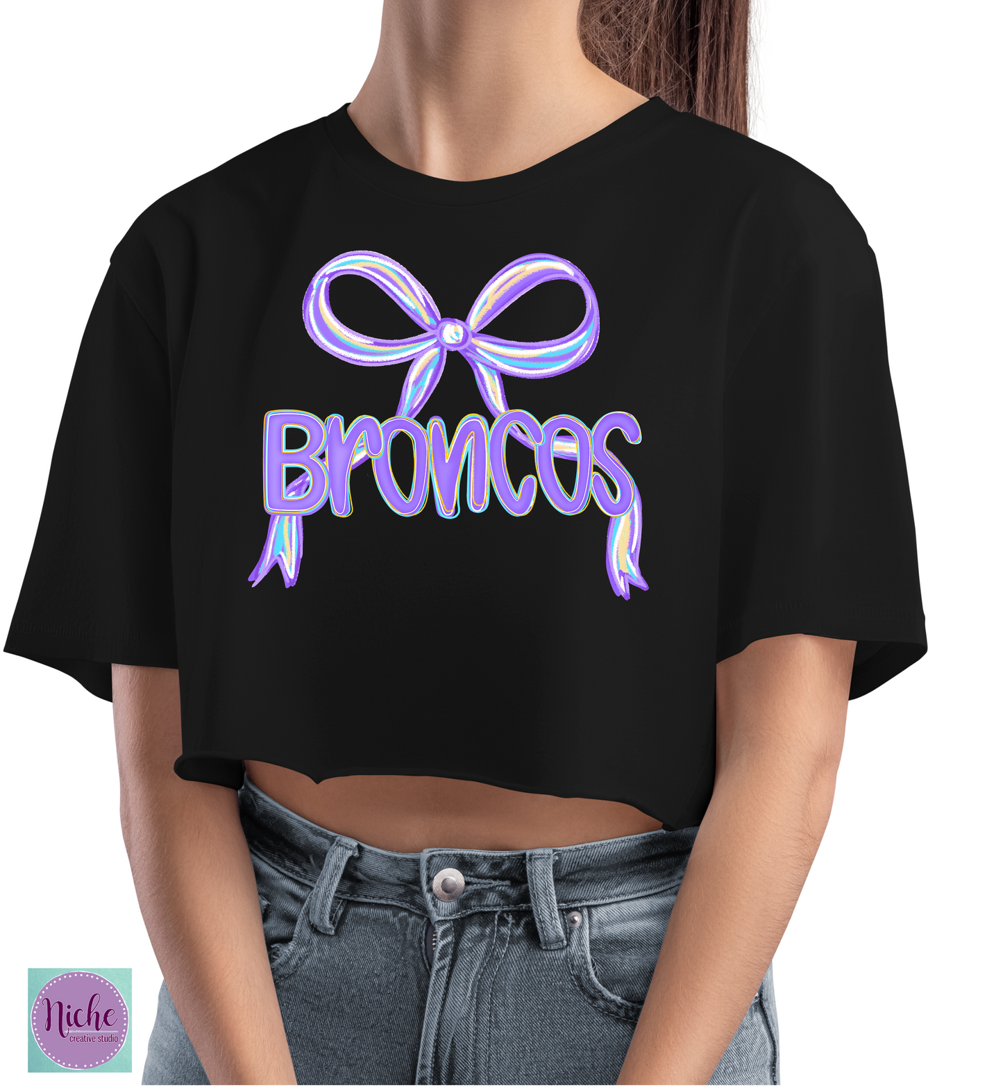 -BRO8219 Broncos Preppy Bow Decal