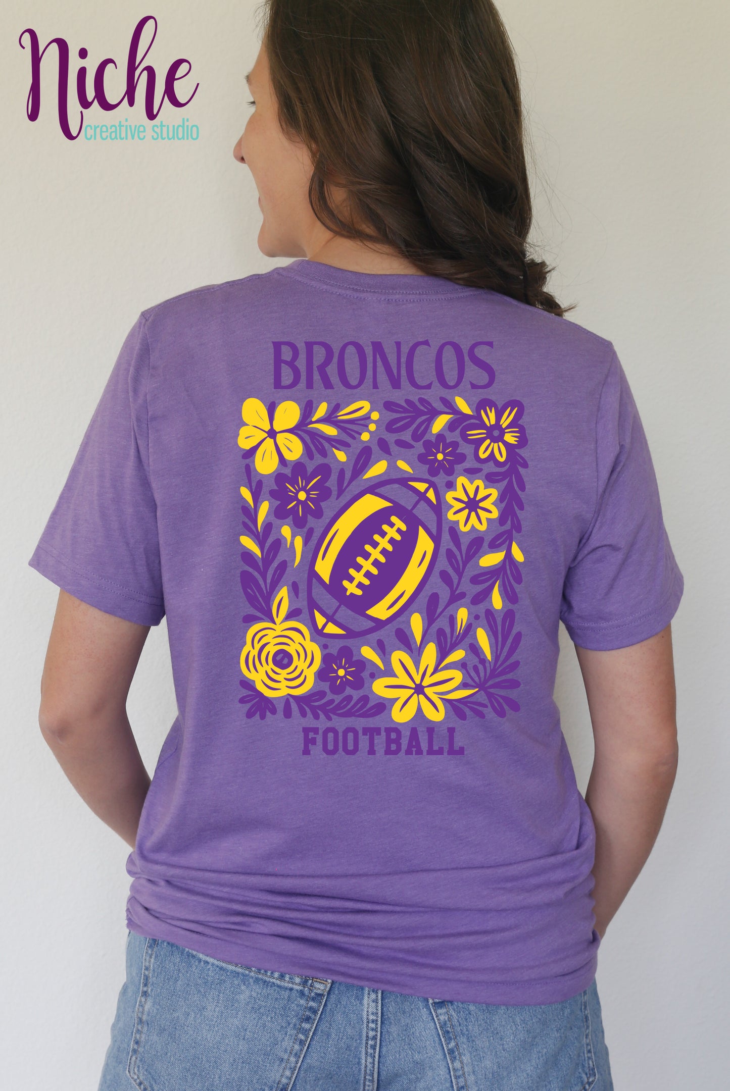 -BRO8265 **Combo** Floral Football Broncos Decal
