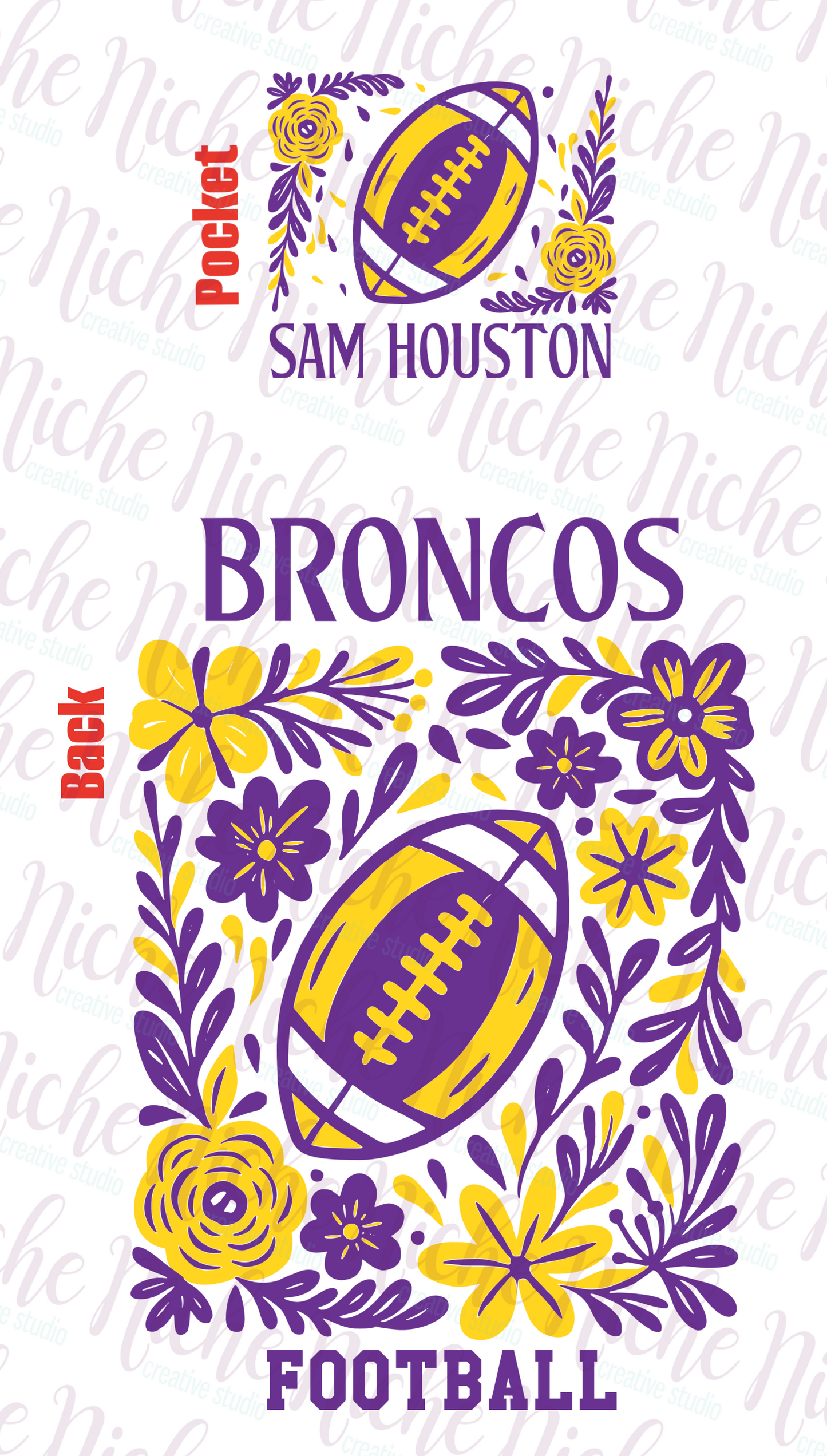 -BRO8265 **Combo** Floral Football Broncos Decal