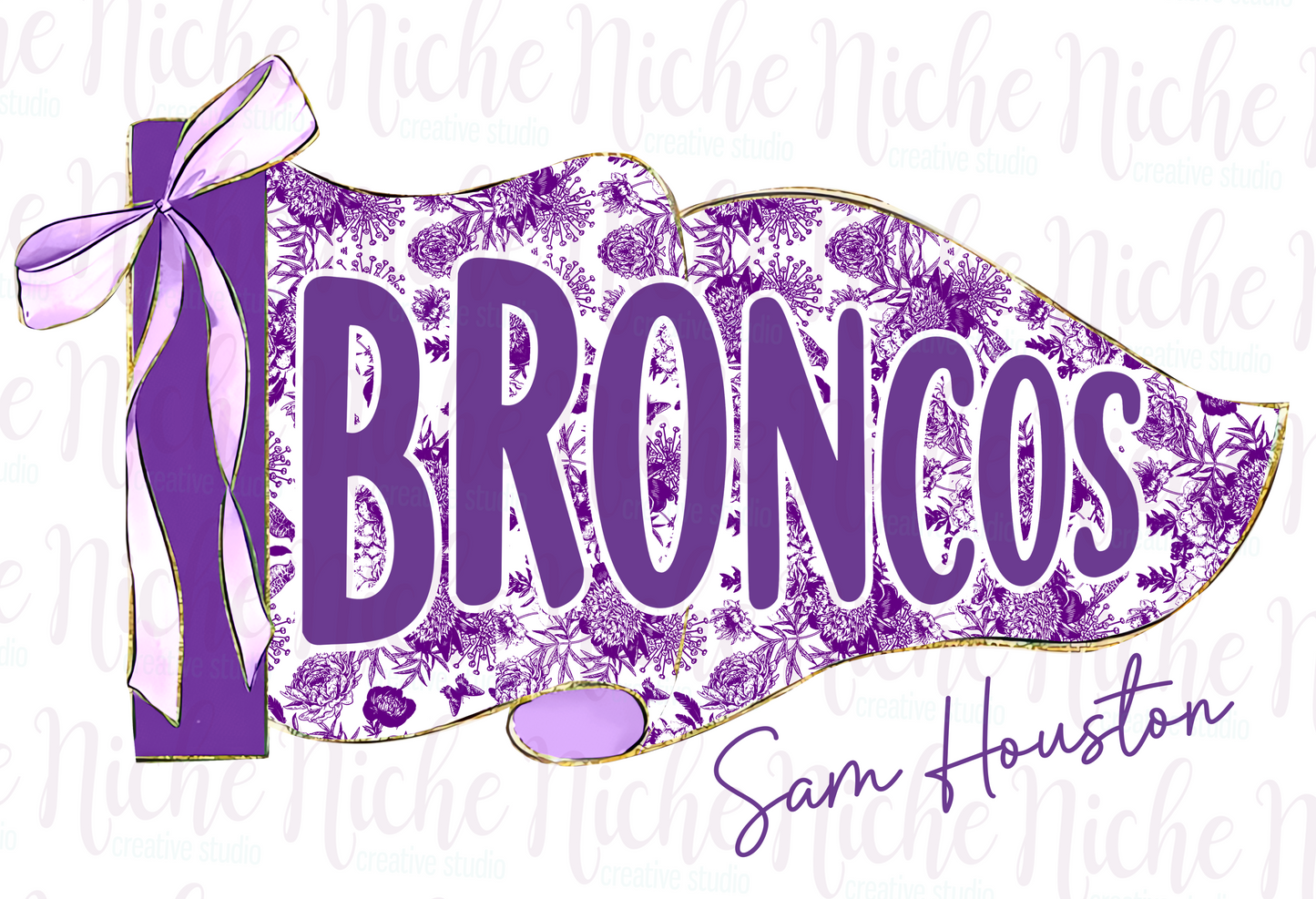 -BRO8295 Broncos Purple Pennant Decal