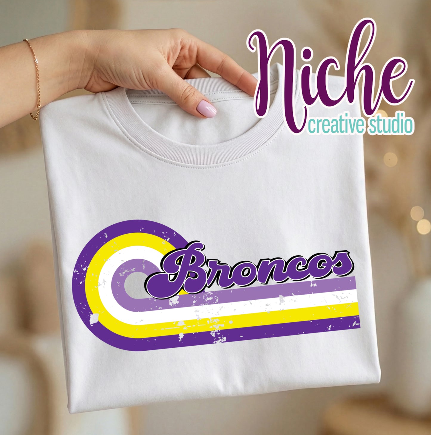 -BRO8845 Retro Sports Broncos Decal