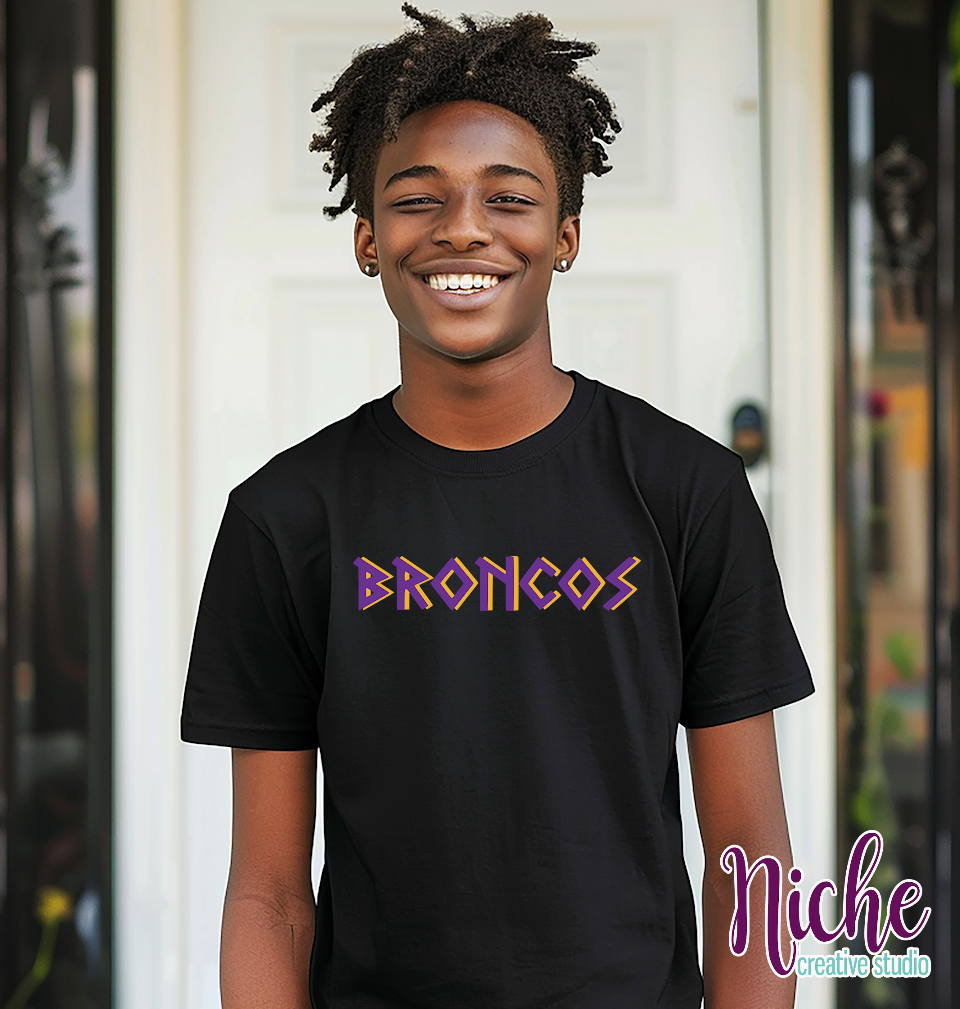 -BRO8456 Broncos in Greek Writing Decal