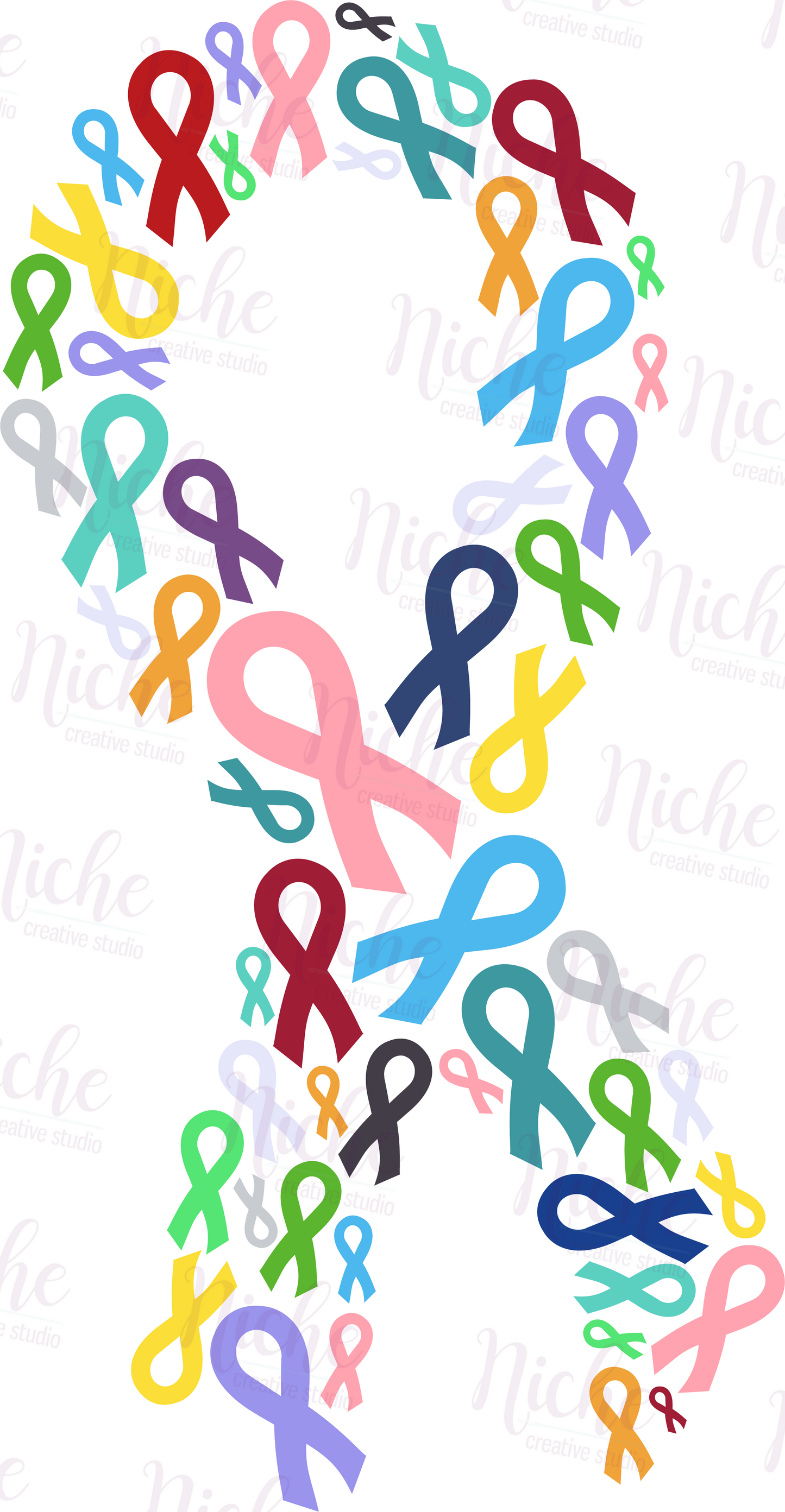 -CAU8128 Multi Cancer Ribbon Decal